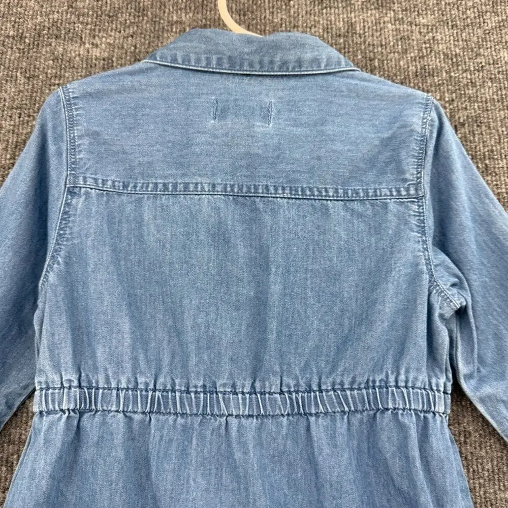 Old Navy Girls Chambray Shirt Dress Size 4T Blue Elastic Waist Collared Cotton